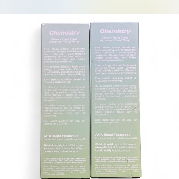 KOSAS Serum Deodorant Chemistry AHA Clean Beauty Lot 2 NEW IN BOX Serene Clean - Picture 4 of 7
